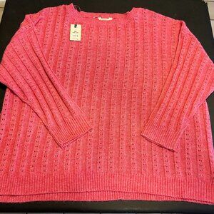 Terra & Sky Women's Size 4X New With Tags Pink Knit Pullover Sweater Loose Fit